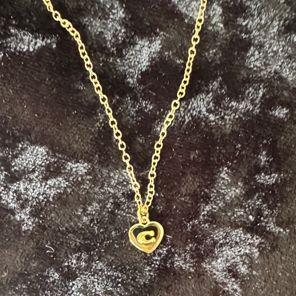 Coach Gold Heart Pendant Necklace with Branded Pouch - Picture 2 of 3